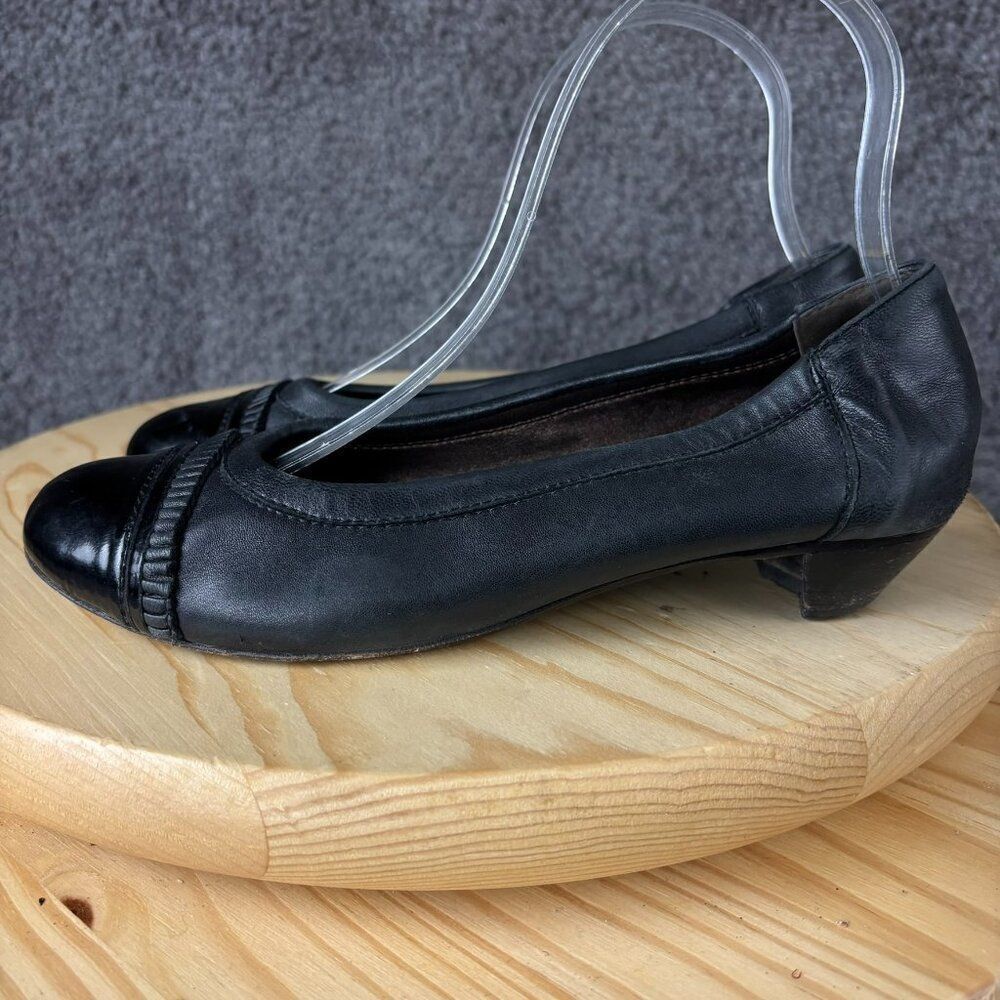 AGL Attilio Giusti Leombruni Leather Pumps Womens 7 Black Loafer Made in Italy